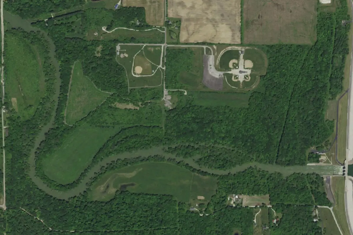 Aerial view of J.E. Roush Lake Fish & Wildlife Area (Kil-So-Quah Recreation Area campground)