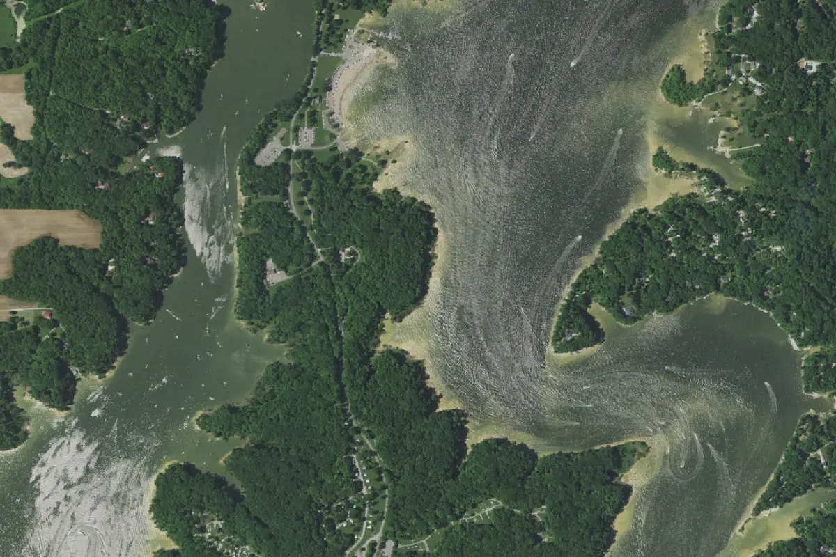 Aerial view of Cecil M. Harden Lake - Raccoon SRA