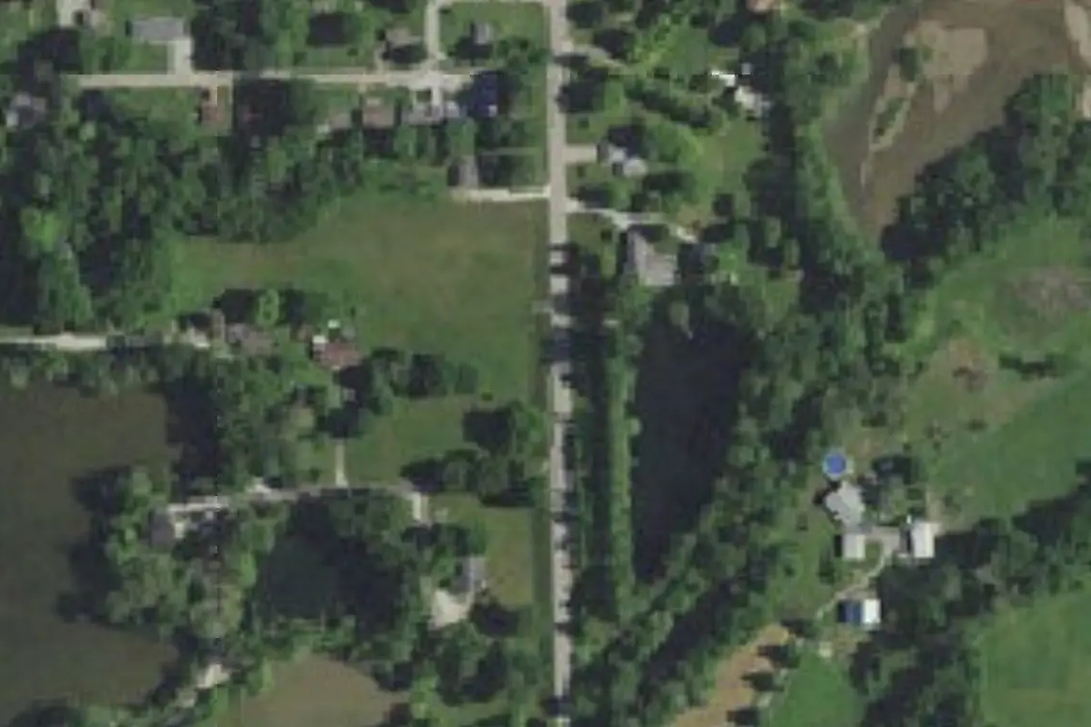 Aerial view of Little Blue Lake and Trailer Park
